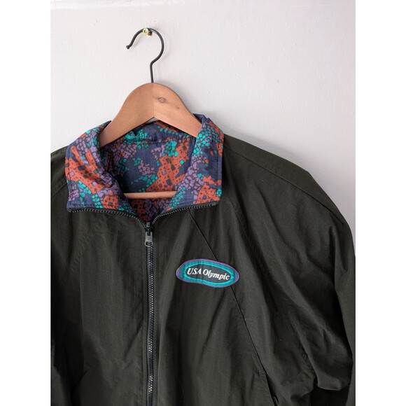 Vintage USA Olympics bomber jacket, reversible 90s windbreaker, all over print - Picture 1 of 6